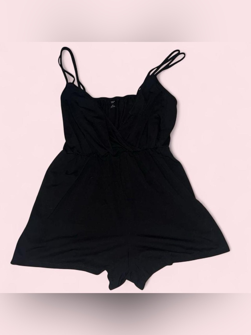 SHEIN Black Spaghetti-Strap V-Neck Romper